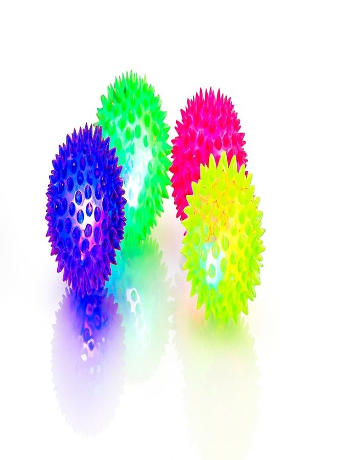 Anika Light Flashing with Spike Balls Set of 4 Pcs for Kids Playing Fun Ball Toy Set - Multi Color - Image 4